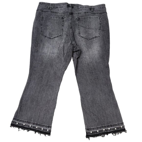Lane Bryant Mid Rise Super Stretch Kick Boot Embellished Raw Ham Jeans 22 - Picture 2 of 8
